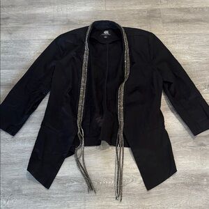 Rock & Republic Blazer Size 10 Black Rhinestone Fringe Blazer